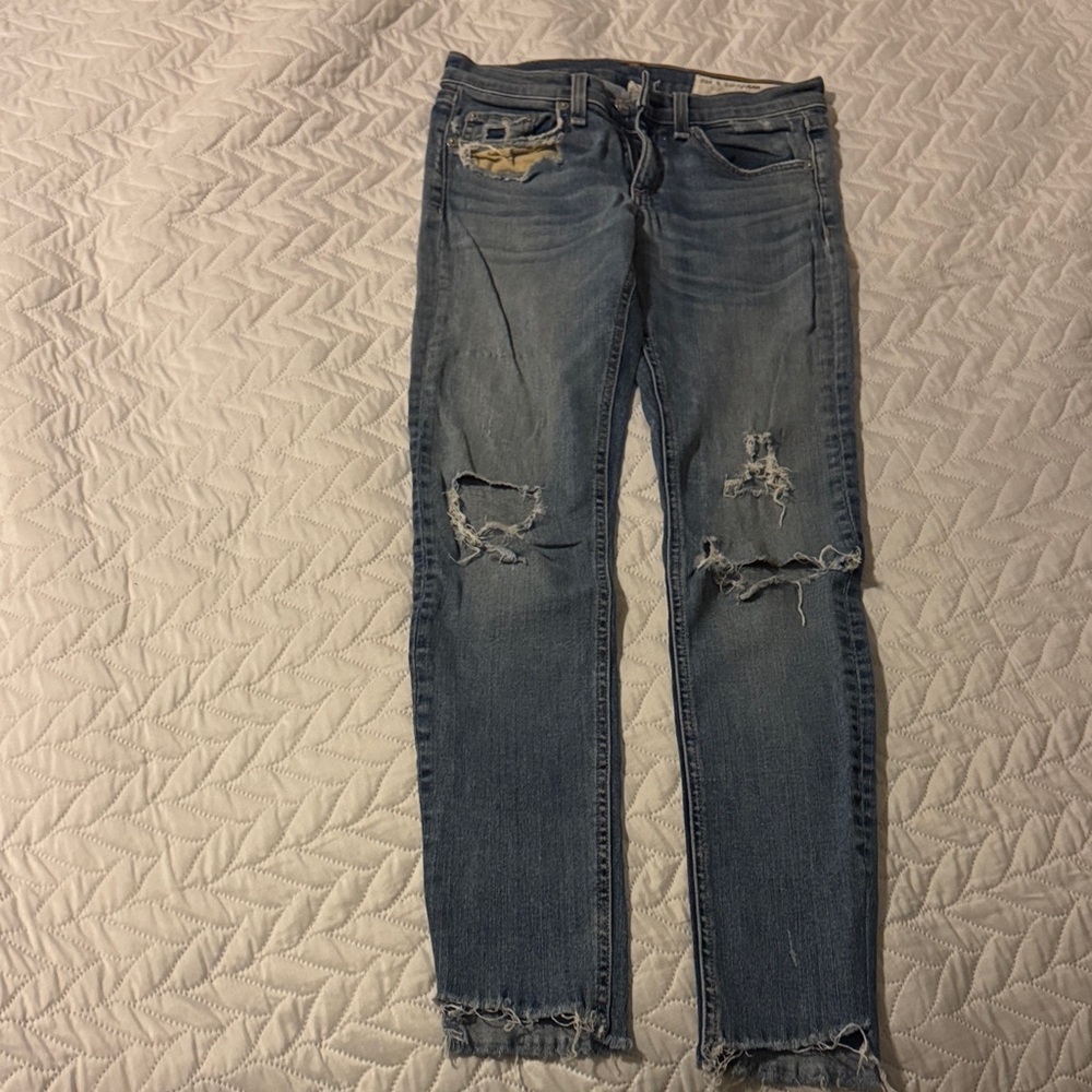 rag & bone Blue Distressed Skinny Jeans